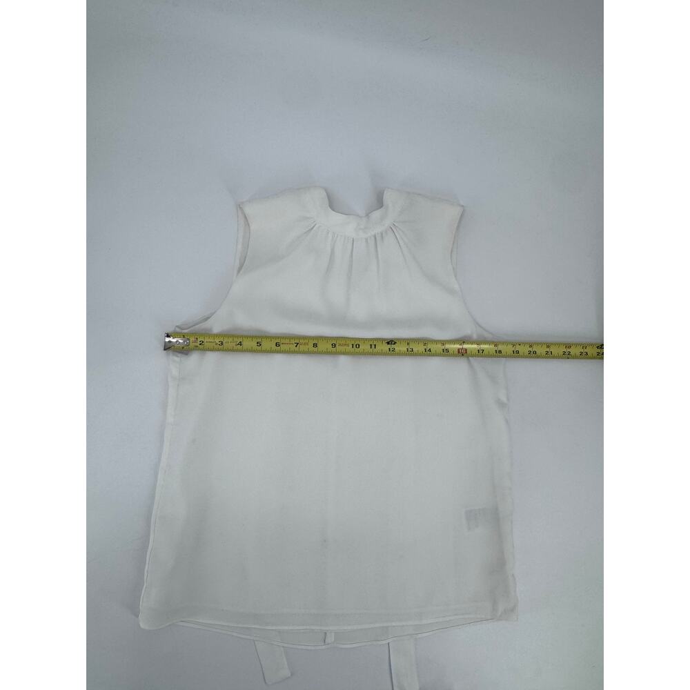 H&M White Sleeveless Blouse Tie Neck Mock Neck Minimalist Coquette Chic Size 4 - Picture 6 of 8